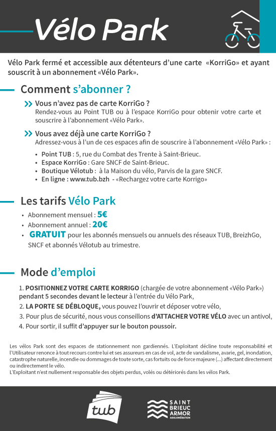 MODE D EMPLOI VELOPARK