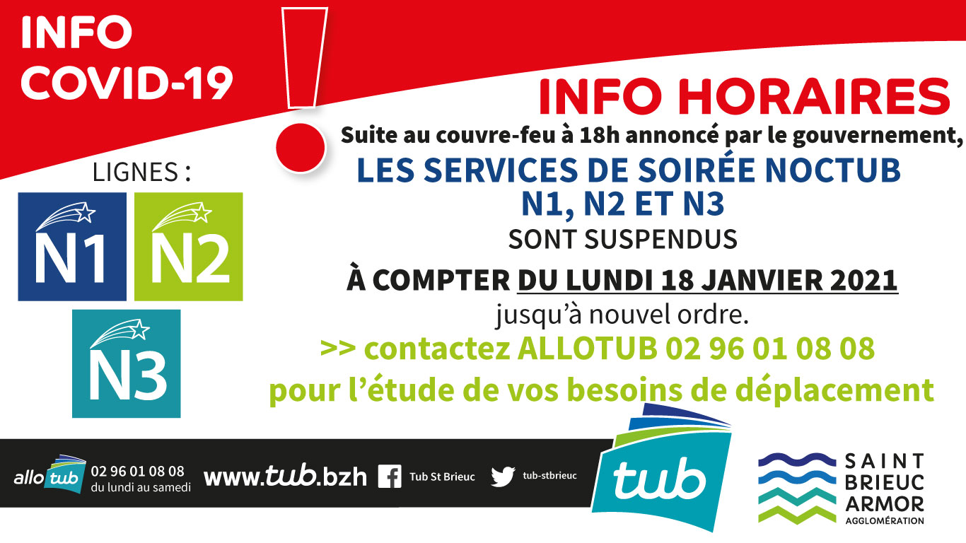 couvre feu 18h : services Noctub suspendus